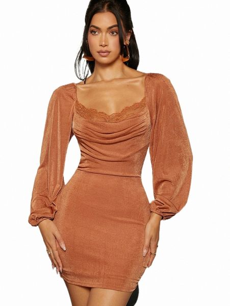 women's casual dresses lace draped neck ruched lantern sleeve bodycon mini dress r3wc#, Black;gray
women's casual dresses lace draped neck ruched lantern sleeve bodycon mini dress r3wc#, Black;gray