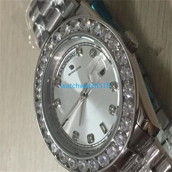 luxury stainless steel womens watch 36mm president 18k white bigger diamond dial & bezel quickset 2yr automatic movement mechanical sapphire, Slivery;brown
luxury stainless steel womens watch 36mm president 18k white bigger diamond dial & bezel quickset 2yr automatic movement mechanical sapphire, Slivery;brown
