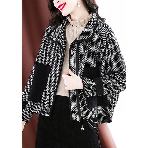 houndstooth short woolen coat women spring autumn jackets pocket outerwear loose winter black white wool jacket female 220819
houndstooth short woolen coat women spring autumn jackets pocket outerwear loose winter black white wool jacket female 220819