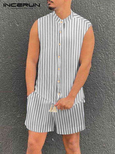2022 american style simple sets new men's sleeveless shirts shorts suit fashion casual male striped two-piece sets s-5xl t220819, Gray
2022 american style simple sets new men's sleeveless shirts shorts suit fashion casual male striped two-piece sets s-5xl t220819, Gray