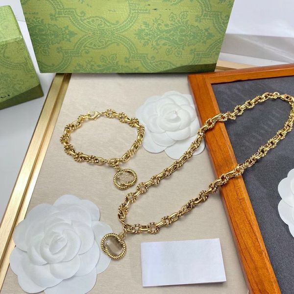 2022 european and american retro twist thread letter pendant necklace classic interlocking clavicle chain bracelet set fast delivery, Silver
2022 european and american retro twist thread letter pendant necklace classic interlocking clavicle chain bracelet set fast delivery, Silver