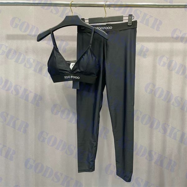 v neck bra pants set swimwear letter logo ladies yoga wear brand black womens sports suit, White;black
v neck bra pants set swimwear letter logo ladies yoga wear brand black womens sports suit, White;black