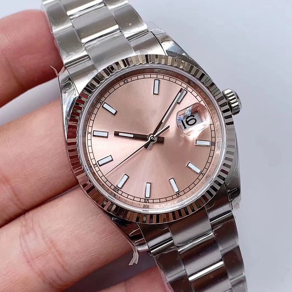 sw women's and men's watches pink dial 36mm luminous screw in waterproof system scratch proof blue crystal magnifying calendar sta, Slivery;brown
sw women's and men's watches pink dial 36mm luminous screw in waterproof system scratch proof blue crystal magnifying calendar sta, Slivery;brown