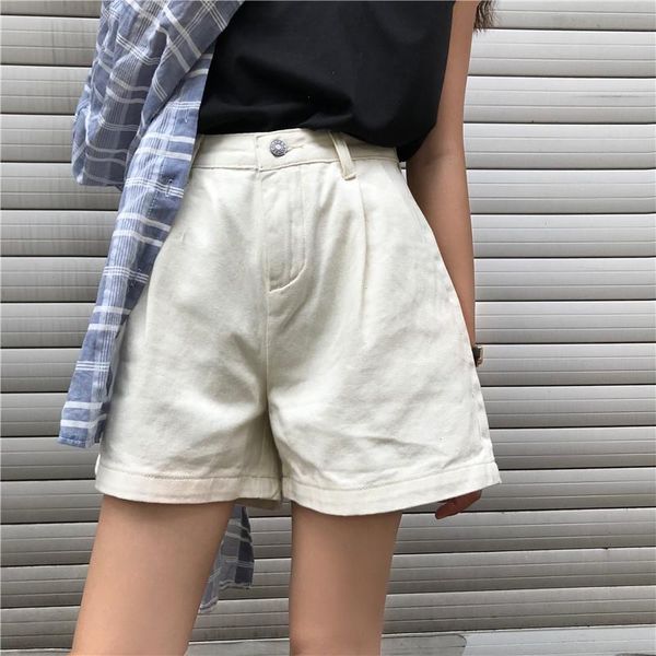 shorts women solid color wide leg casual retro korean style students school womens summer loose pants, White;black
shorts women solid color wide leg casual retro korean style students school womens summer loose pants, White;black