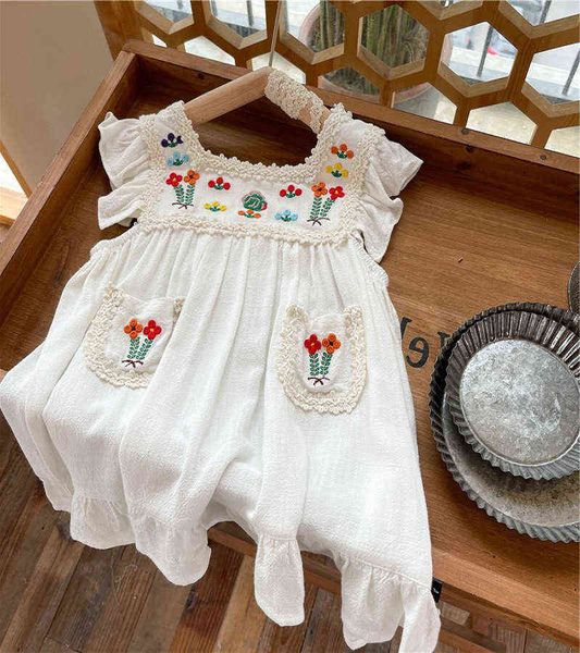 girls summer dress cute flower embroidery flying sleeve princess dresses 3-6 years children beige casual clothes girls costume y220819, Red;yellow
girls summer dress cute flower embroidery flying sleeve princess dresses 3-6 years children beige casual clothes girls costume y220819, Red;yellow