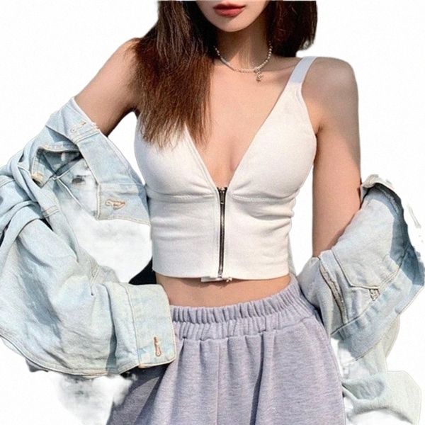 lucyever women zipper v-neck crop tank summer fashion sports comfortable woman korean slim backless camis ladies women's tanks & 90jd#, White
lucyever women zipper v-neck crop tank summer fashion sports comfortable woman korean slim backless camis ladies women's tanks & 90jd#, White