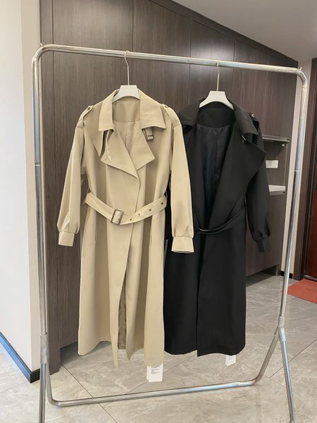 women's trench coats windbreaker loose mid-length casual waist thin belt lapel waist long sleeve coat, Tan;black
women's trench coats windbreaker loose mid-length casual waist thin belt lapel waist long sleeve coat, Tan;black