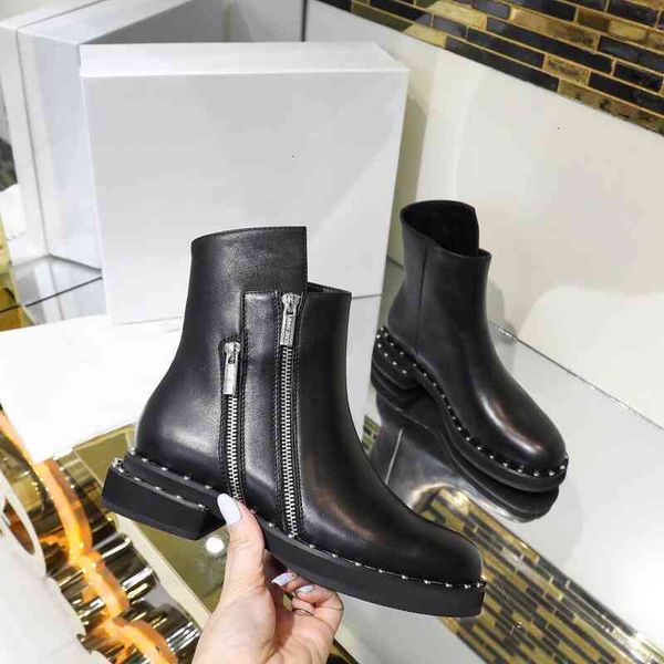 leather boots women's boots round head square high heels winter shoes series, Black
leather boots women's boots round head square high heels winter shoes series, Black