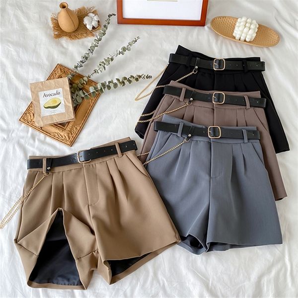 high waist thin women's office shorts wide legged a-line suit shorts female korean style casual short pants with belt 220317, White;black
high waist thin women's office shorts wide legged a-line suit shorts female korean style casual short pants with belt 220317, White;black