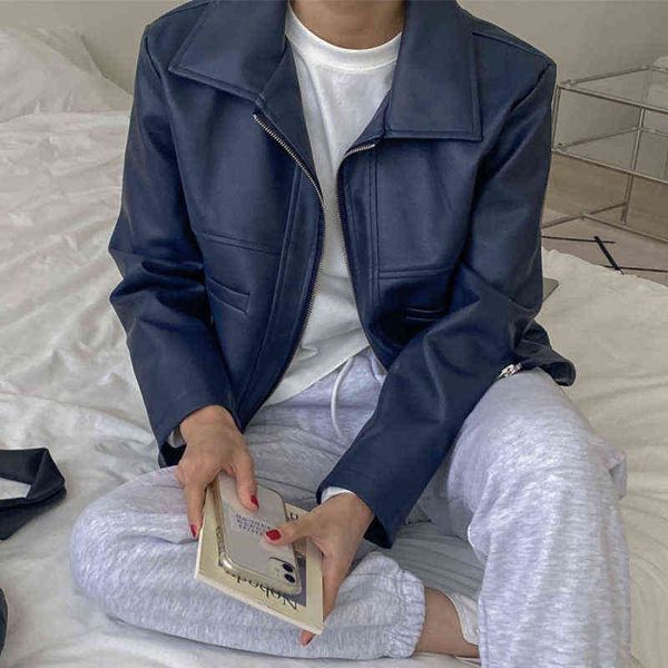 women biker moto leather jacket auutmn winter turn down collar zipper short pu coat female streetwear black leather outwear t220810
women biker moto leather jacket auutmn winter turn down collar zipper short pu coat female streetwear black leather outwear t220810