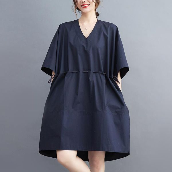 arrival v-neck short sleeve cotton loose cozy summer dress draw string slim office lady work women casual, Black;gray
arrival v-neck short sleeve cotton loose cozy summer dress draw string slim office lady work women casual, Black;gray