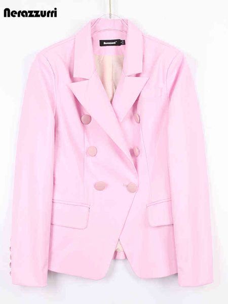 nerazzurri spring autumn white pink soft pu leather blazer women double breasted stylish elegant luxury designer clothes 2022 t220810, Black
nerazzurri spring autumn white pink soft pu leather blazer women double breasted stylish elegant luxury designer clothes 2022 t220810, Black