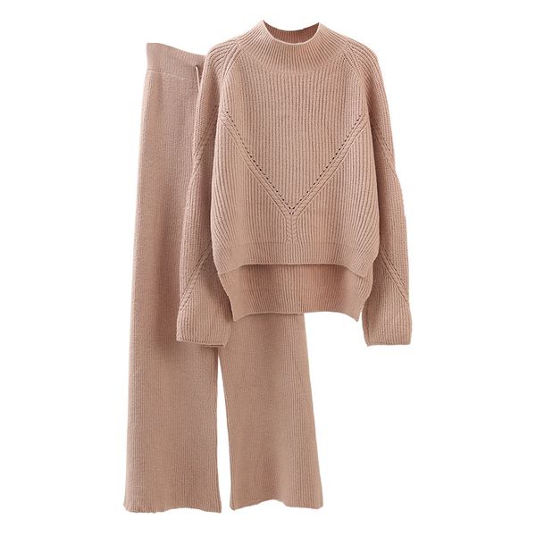 knitted women 2 pieces pant sets autumn winter thicken solid warm sweater and wide leg pant suits 220819, White
knitted women 2 pieces pant sets autumn winter thicken solid warm sweater and wide leg pant suits 220819, White