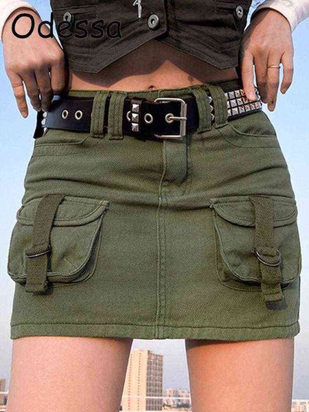 odessa 2022 aesthetics basic belted low waist micro skirts women y2k 2000s pockets armygreen cargo skirt cute bottoms clubwear t220819, Black
odessa 2022 aesthetics basic belted low waist micro skirts women y2k 2000s pockets armygreen cargo skirt cute bottoms clubwear t220819, Black
