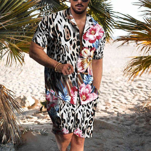 2022 summer hawaii shirt men suit leopard print short sleeve beach shorts shirts 2 piece set travel single breasted cardigan t220819, Gray
2022 summer hawaii shirt men suit leopard print short sleeve beach shorts shirts 2 piece set travel single breasted cardigan t220819, Gray