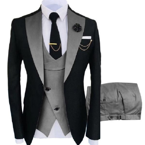 two color men suit 3 pieces tailored man groom wedding tuxedo slim fit jacquard blazer jacket vest pants clothing 220819, White;black
two color men suit 3 pieces tailored man groom wedding tuxedo slim fit jacquard blazer jacket vest pants clothing 220819, White;black