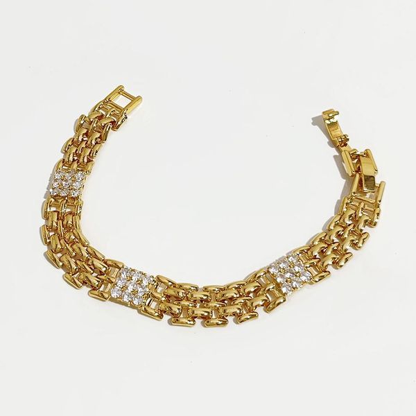 gold color chunky strand brass watchband chain bracelet for women vintage statement 3-row cubic zirconia wide bracelets, Black
gold color chunky strand brass watchband chain bracelet for women vintage statement 3-row cubic zirconia wide bracelets, Black