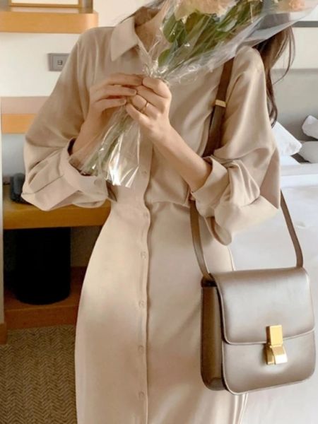women s spring autumn fashion long sleeve midi shirt dress elegant bodycon solid vestidos female casual slim party clothes 220819, Black;gray
women s spring autumn fashion long sleeve midi shirt dress elegant bodycon solid vestidos female casual slim party clothes 220819, Black;gray