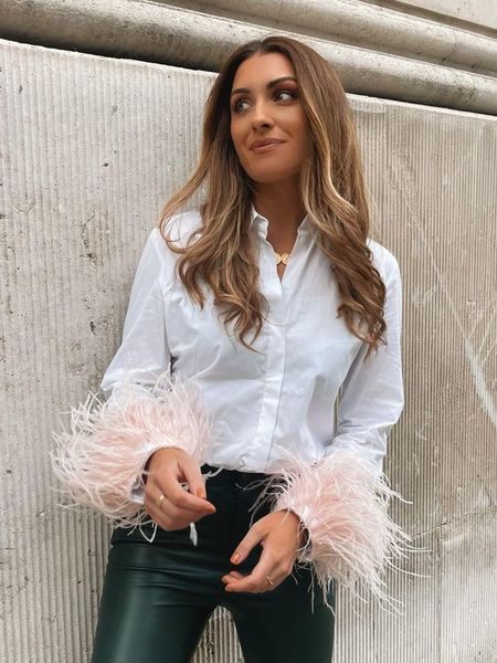 ladies vintage elegant furry feather blouse shirt women casual button turn down collar party female blusas 220819, White
ladies vintage elegant furry feather blouse shirt women casual button turn down collar party female blusas 220819, White