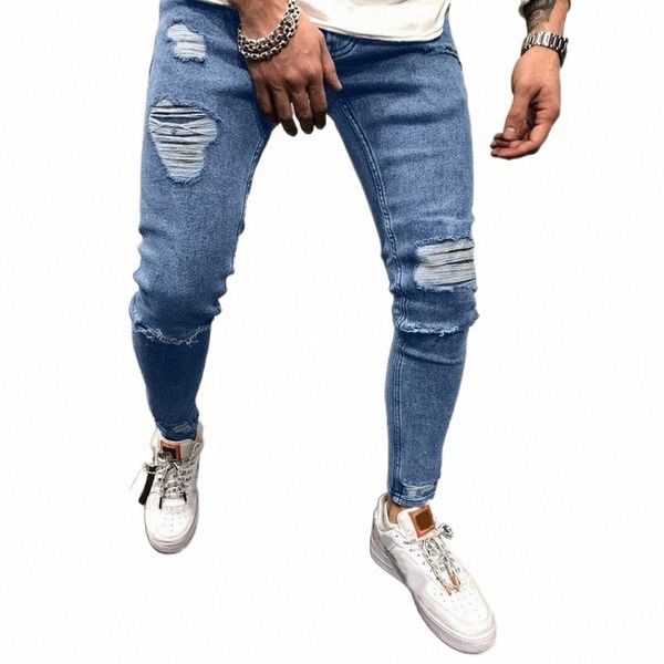 men's jeans men stylish ripped pants biker skinny slim straight frayed denim trousers fashion pants1 97pu#, Blue
men's jeans men stylish ripped pants biker skinny slim straight frayed denim trousers fashion pants1 97pu#, Blue