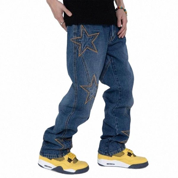 men's jeans wash embroidery stars men women streetwear hip hop casual loose straight denim trousers city boy girl pantsmen's s9aa#, Blue
men's jeans wash embroidery stars men women streetwear hip hop casual loose straight denim trousers city boy girl pantsmen's s9aa#, Blue