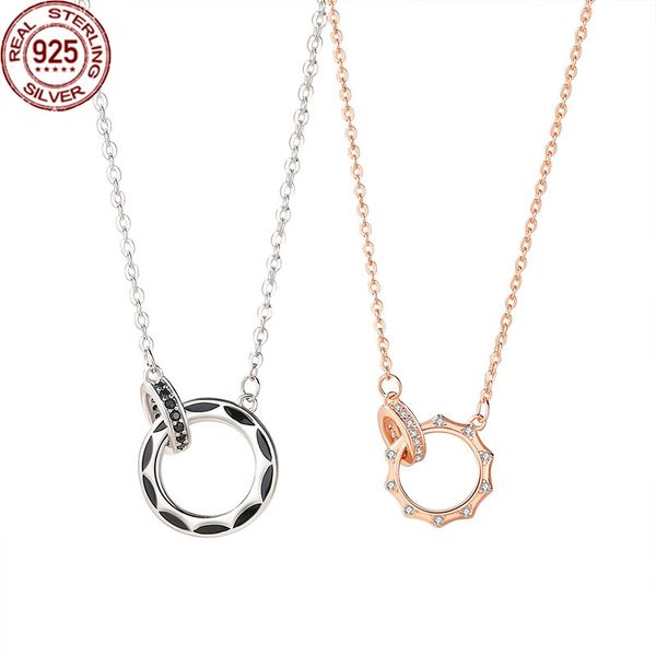 new the double ring couple necklace strands is a pair of pure silver men and women's micro set zircon pendant net red light luxury jewe, Black
new the double ring couple necklace strands is a pair of pure silver men and women's micro set zircon pendant net red light luxury jewe, Black