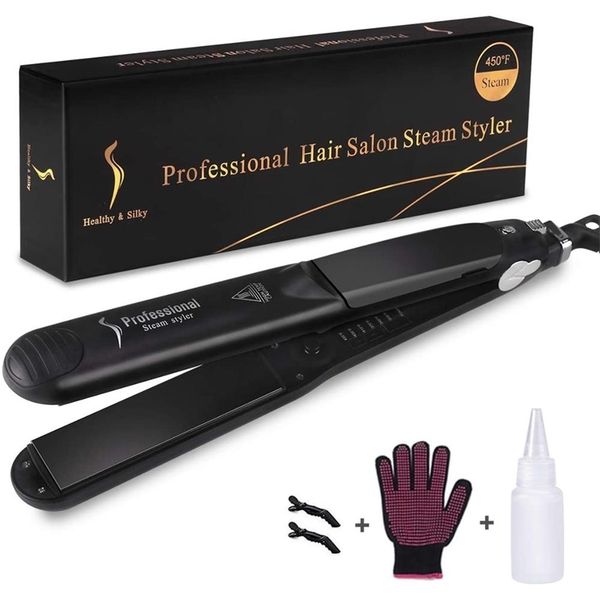 professional steam hair straightener 2 in 1 ceramic vapor hair iron salon straightening curling styling tool 220819, Black
professional steam hair straightener 2 in 1 ceramic vapor hair iron salon straightening curling styling tool 220819, Black