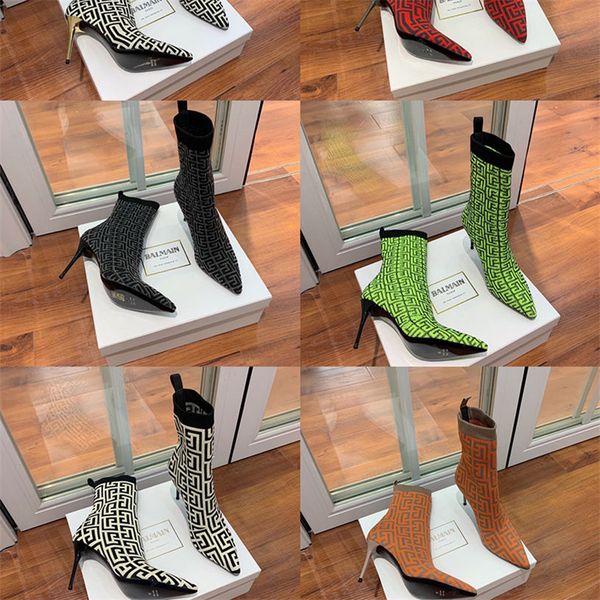 2022 knitting elasticity ankle boots fashion designer printing mixed colors sock shoes stretch boot half stiletto booty 10.5cm high heel wom, Black
2022 knitting elasticity ankle boots fashion designer printing mixed colors sock shoes stretch boot half stiletto booty 10.5cm high heel wom, Black