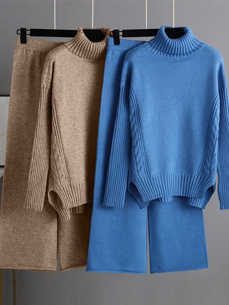 women's two piece pants women knitted turtleneck sweater sets solid casual loose warm tracksuit wide leg pants elegant female suits win, White
women's two piece pants women knitted turtleneck sweater sets solid casual loose warm tracksuit wide leg pants elegant female suits win, White