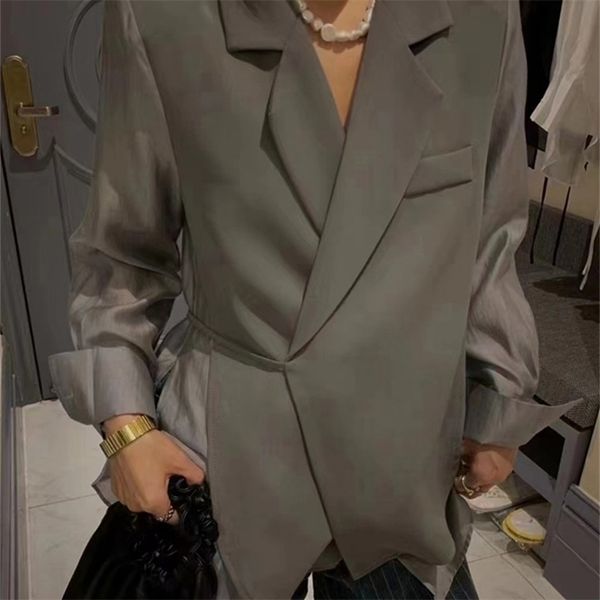 twotwinstyle spring fashion solid blazer for women notched collar long sleeve lace up loose blazers female clothing style 220819, Black;brown
twotwinstyle spring fashion solid blazer for women notched collar long sleeve lace up loose blazers female clothing style 220819, Black;brown