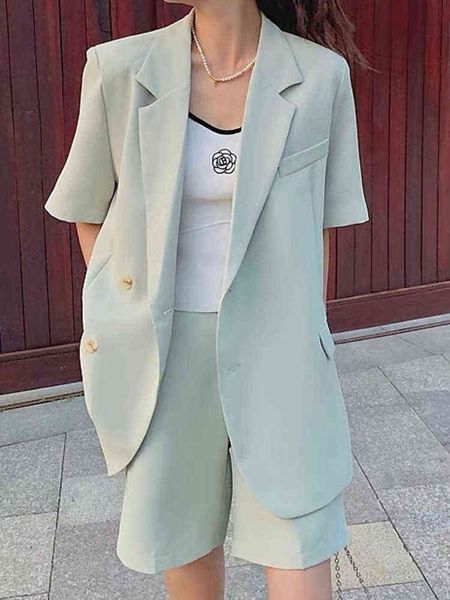 summer casual business women blazer shorts suit new loose jackets high waist pants two pieces set femme fashion formal clothing j220813, White;black
summer casual business women blazer shorts suit new loose jackets high waist pants two pieces set femme fashion formal clothing j220813, White;black