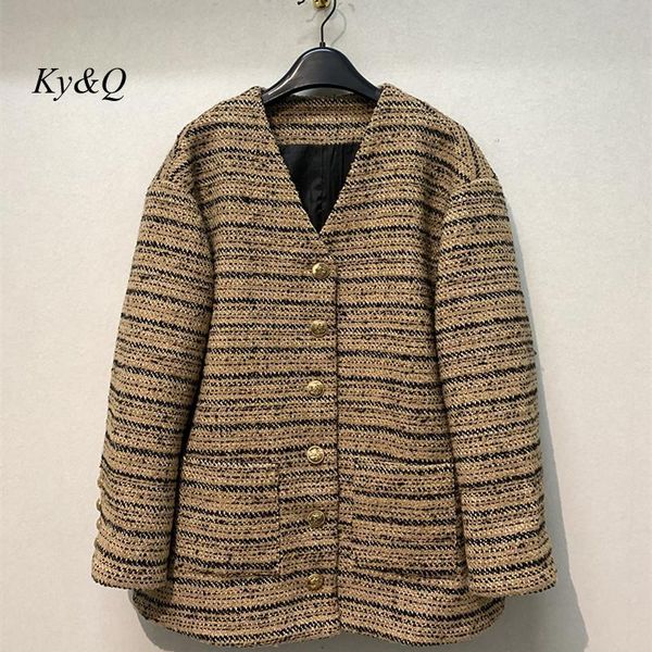 autumn and winter french design retro fashion striped plaid vneck longsleeved wool short loose jacket luxury brand 220819, Black;brown
autumn and winter french design retro fashion striped plaid vneck longsleeved wool short loose jacket luxury brand 220819, Black;brown