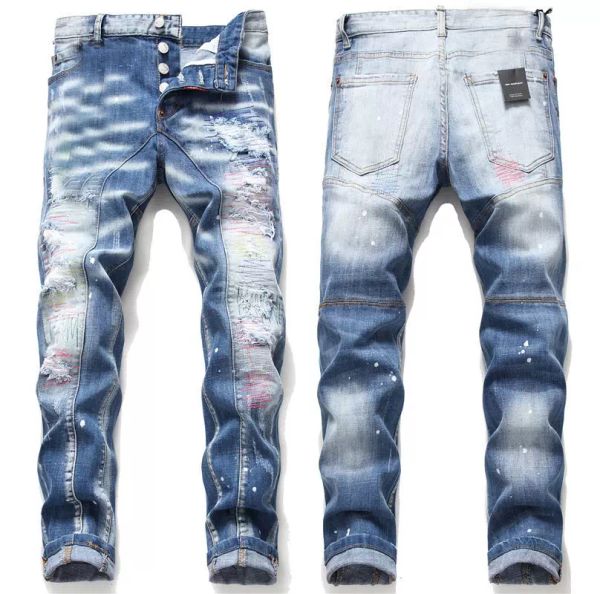 men's jeans summer ripped patch mid-waist button washed fashion slim trousers mm01hf47jeans, Blue
men's jeans summer ripped patch mid-waist button washed fashion slim trousers mm01hf47jeans, Blue