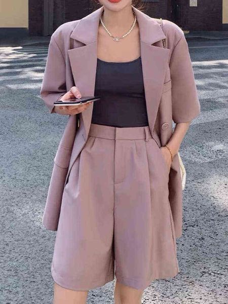casual women summer fashion blazer pantsuit ladies business vintage shorts suit femme formal two pieces set outfits new clothes j220813, White;black
casual women summer fashion blazer pantsuit ladies business vintage shorts suit femme formal two pieces set outfits new clothes j220813, White;black