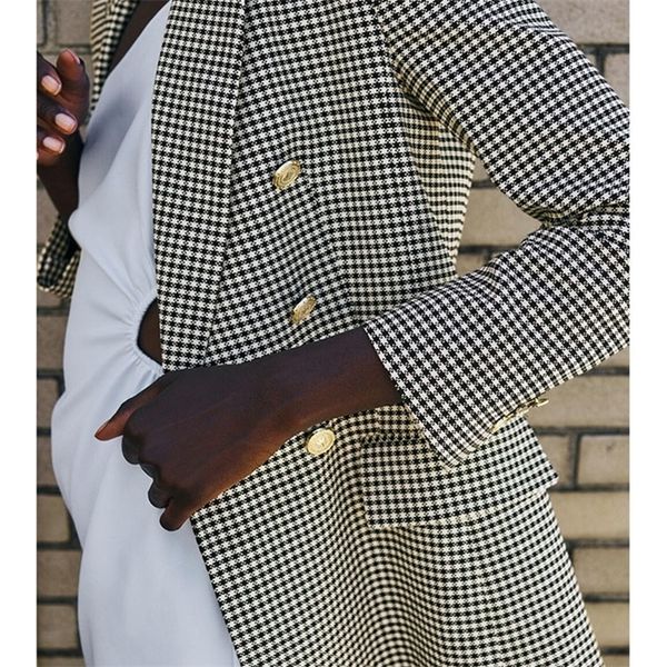 autumn women s all match lapel long sleeved houndstooth double breasted slim casual suit jacket 220819, Black;brown
autumn women s all match lapel long sleeved houndstooth double breasted slim casual suit jacket 220819, Black;brown