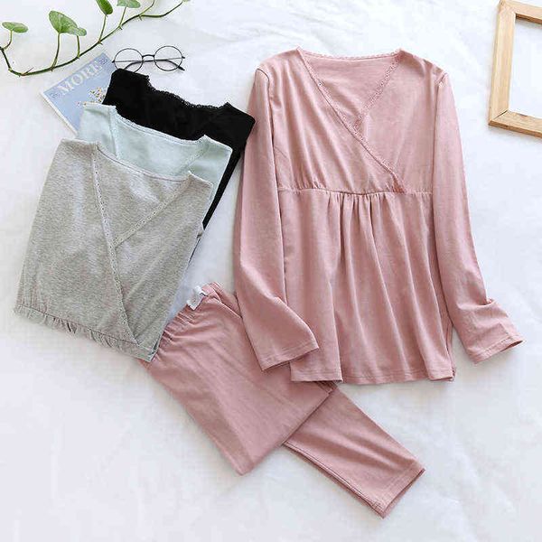 cotton pregnant pajamas maternity autumn vneck nursing wear long sleeves breastfeeding pijama feminino pink nightwear j220813, White
cotton pregnant pajamas maternity autumn vneck nursing wear long sleeves breastfeeding pijama feminino pink nightwear j220813, White