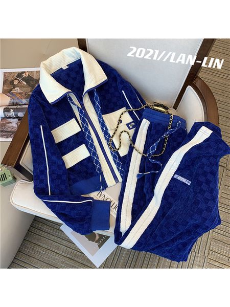 women blue pants set lapel warm coatelastic loose waist trousers 2 piec suits sportswear outfits autumn and winter 220819, White
women blue pants set lapel warm coatelastic loose waist trousers 2 piec suits sportswear outfits autumn and winter 220819, White