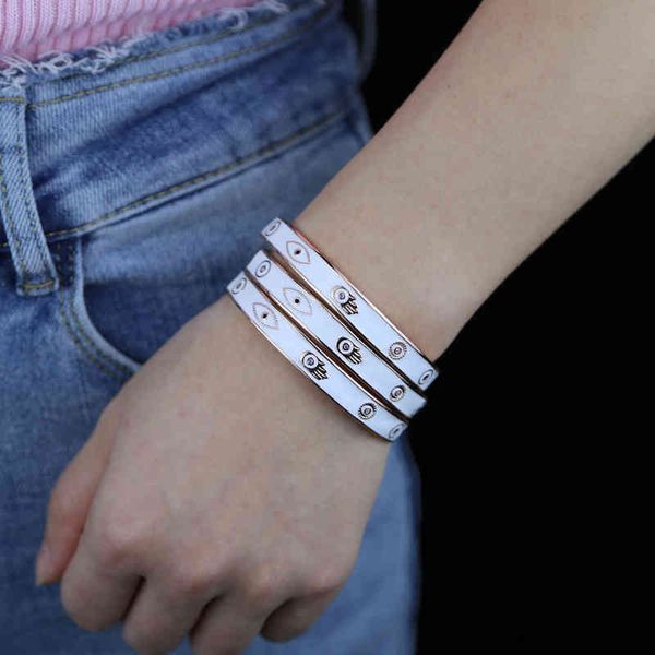 designer jewelry high quaity lucky turkish evil eye bangle bracelet for women rose gold color enamel white colorful cubic zirconia open cuff, Black
designer jewelry high quaity lucky turkish evil eye bangle bracelet for women rose gold color enamel white colorful cubic zirconia open cuff, Black