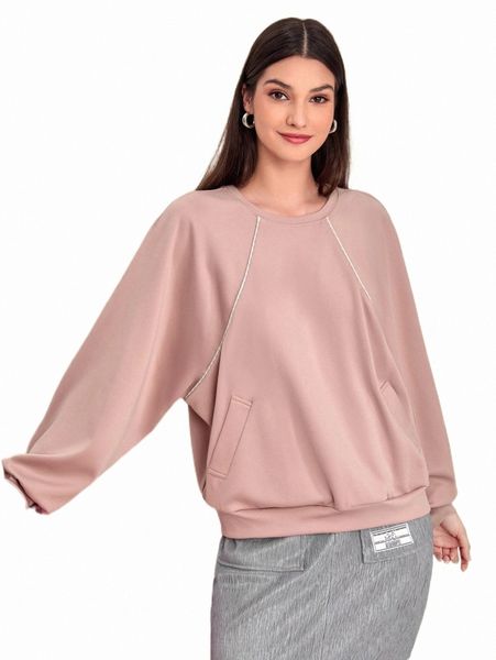 raglan sleeve patched detail pullover m0ni#, Black