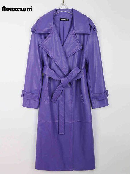 nerazzurri autumn long purple faux leather trench coat for women belt stylish luxury elegant overcoat fashion 2022 t220810, Black
nerazzurri autumn long purple faux leather trench coat for women belt stylish luxury elegant overcoat fashion 2022 t220810, Black