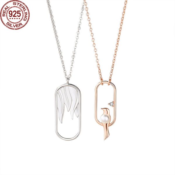 2022 eucalyptus and bird couple necklace strands sterling silver creative niche design splicing geometric pendant qixi gift, Black
2022 eucalyptus and bird couple necklace strands sterling silver creative niche design splicing geometric pendant qixi gift, Black