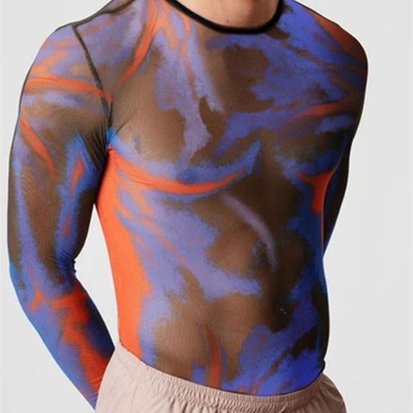 men printed t shirt mesh see through streetwear o-neck long sleeve men clothing fashion casual camisetas 5xl incerun 7 220819, White;black
men printed t shirt mesh see through streetwear o-neck long sleeve men clothing fashion casual camisetas 5xl incerun 7 220819, White;black