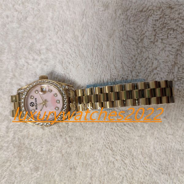 mp maker lady watch 31mm 18k gold diamond dial/bezel automatic movement mechanical 904l stainless steel sapphire women's wristwatch, Slivery;brown
mp maker lady watch 31mm 18k gold diamond dial/bezel automatic movement mechanical 904l stainless steel sapphire women's wristwatch, Slivery;brown