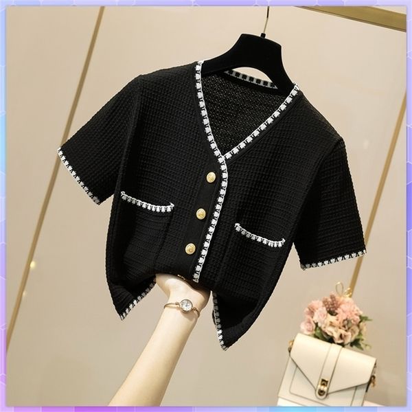 korean knitted cardigan women v-neck thin crop fashion short-sleeved short coat loose crop summer tee shirt ropa mujer 220818, White;black
korean knitted cardigan women v-neck thin crop fashion short-sleeved short coat loose crop summer tee shirt ropa mujer 220818, White;black