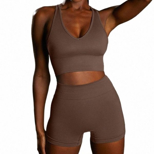 women's tracksuits asheywr seamless sets women fitness high elastic push up bras two-piece suit female waist shorts workout set woman e, Gray
women's tracksuits asheywr seamless sets women fitness high elastic push up bras two-piece suit female waist shorts workout set woman e, Gray