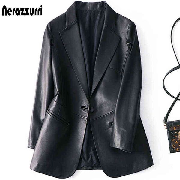 nerazzurri spring autumn black leather blazer women single button slim fit designer womens leather jackets and coats 5xl 6xl 7xl t220810
nerazzurri spring autumn black leather blazer women single button slim fit designer womens leather jackets and coats 5xl 6xl 7xl t220810
