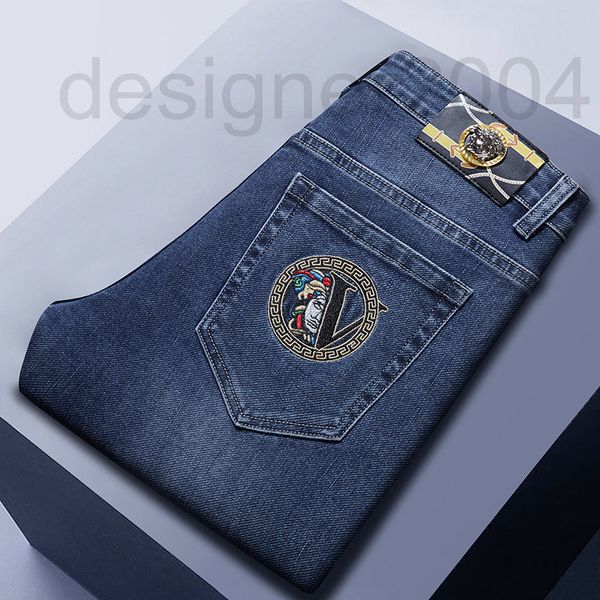 men's jeans designer chao brand high-end medium waist printed embroidery jeans men's elastic slim fit small straight foot casual p, Blue
men's jeans designer chao brand high-end medium waist printed embroidery jeans men's elastic slim fit small straight foot casual p, Blue