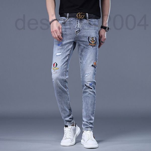 men's jeans designer high end fashion brand casual jeans men's elastic spring and summer long pants korean slim fit small foot tre, Blue
men's jeans designer high end fashion brand casual jeans men's elastic spring and summer long pants korean slim fit small foot tre, Blue