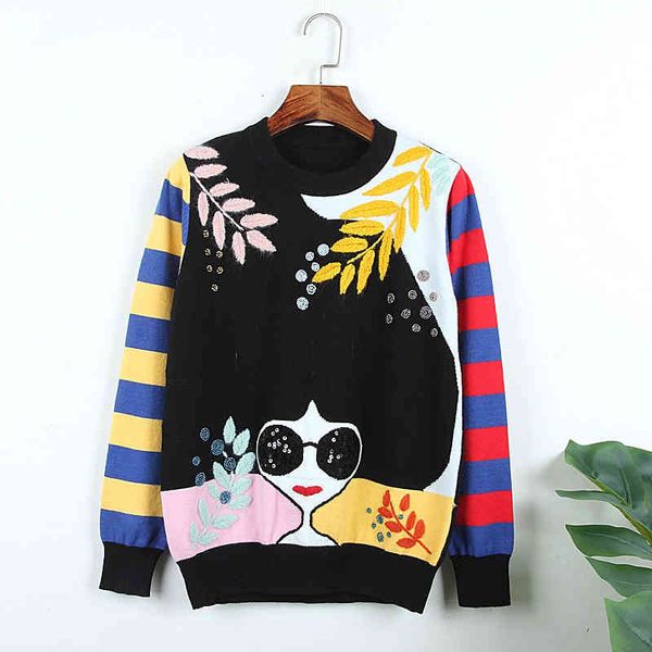 women's sweaters sweater women's autumn wear pullover versatile heavy industry embroidery sweater european fashion brand long slee, White;black
women's sweaters sweater women's autumn wear pullover versatile heavy industry embroidery sweater european fashion brand long slee, White;black