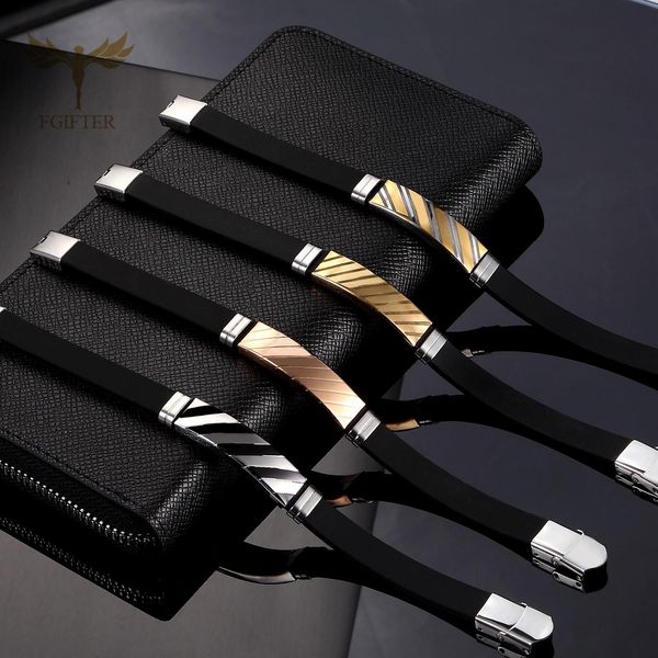 geometric stripe bangle stainless strands steel cuff silicone bracelet mens womens jewelry, Black
geometric stripe bangle stainless strands steel cuff silicone bracelet mens womens jewelry, Black